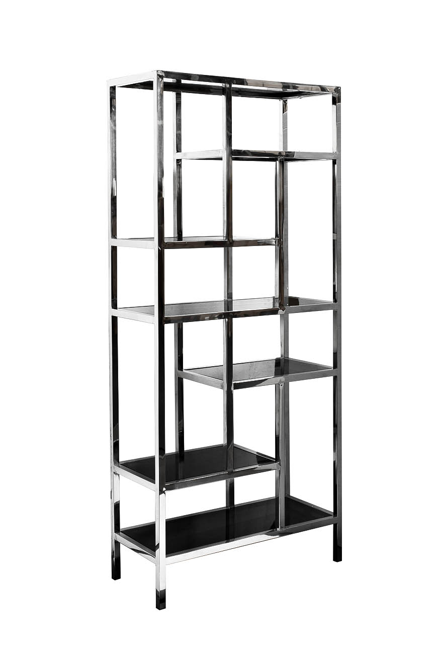 46AS-SH1076-SILVER Стеллаж серебристый/темн.ст. 80*35*180см Garda Decor 46AS-SH1076-SILVER 