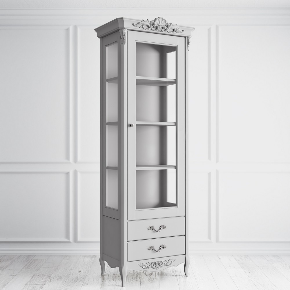 Витрина стеклянная R Atelier Home Серо-бежевый с серебряной патиной APs290E-K04-S Kreind  APs290E-K04-S Серо-бежевый с серебряной патиной