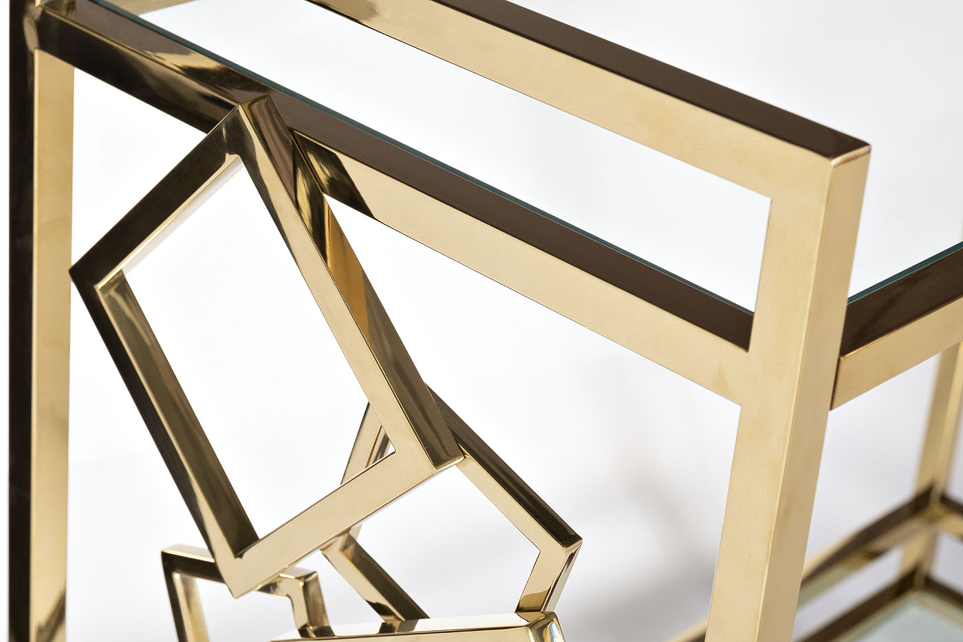 GY-CRT8164GOLD Стол-тележка сервировочн ст.прозр/золото 80*40*83 Garda Decor GY-CRT8164GOLD 