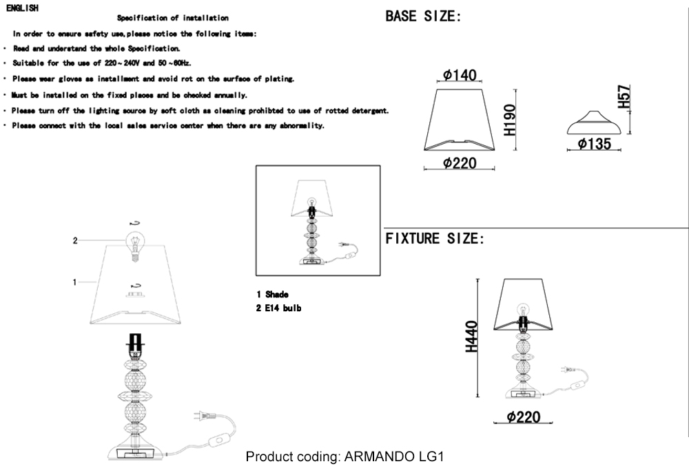 Настольная лампа Crystal Lux ARMANDO LG1 CHROME ARMANDO LG1 CHROME Хром/Белый