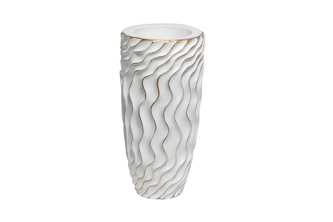 ZS1410-M Кашпо белое с золотым декором  d30*60см Garda Decor ZS1410-M 