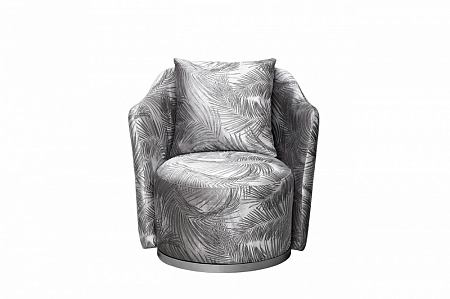 Кресло Verona вращающееся,вельвет принт листья Valdes110-SER/хром 70*77*80см Garda Decor