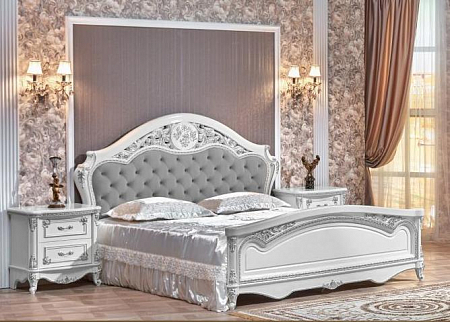 Кровать "Даниэлла" 1,8 Арида Белый/серебро