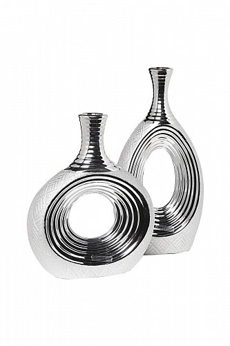 18H2408-19 Ваза серебристая 19*8*39см Garda Decor Garda Decor