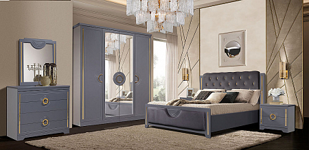 Спальня Бодрум (Цвет: серый) 180х200 шкаф 4-дв.
