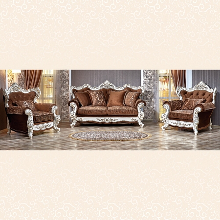 Комплект мягкой мебели Оскар 2 крем / азалия коричневый