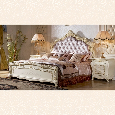 Кровать 1,8 Венеция (Цвет: Слоновая кость + Золото)