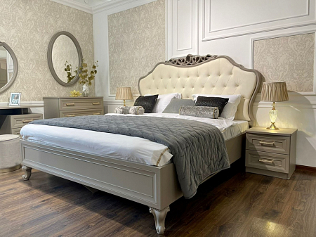 Кровать 1600 с мягким изголовьем  серый камень Эра