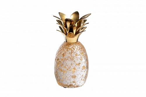 55RD4886L Статуэтка "Ананас" прозрачная с золотым декором d10*20см Garda Decor Garda Decor
