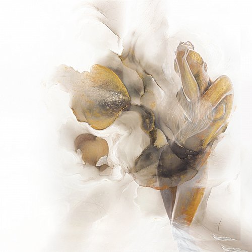 89VOR-AQUARELLE6 Холст "Песня поющего цветка"100*100см,багет зол Garda Decor Garda Decor