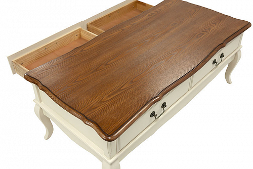 Столик Florence MK-5039-AWB 120х6060х47 см Молочный/Итальянский орех MK Furniture