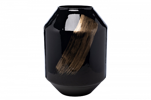 71PN-5181 Ваза стеклянная черная с золотом d27*38см Garda Decor Garda Decor
